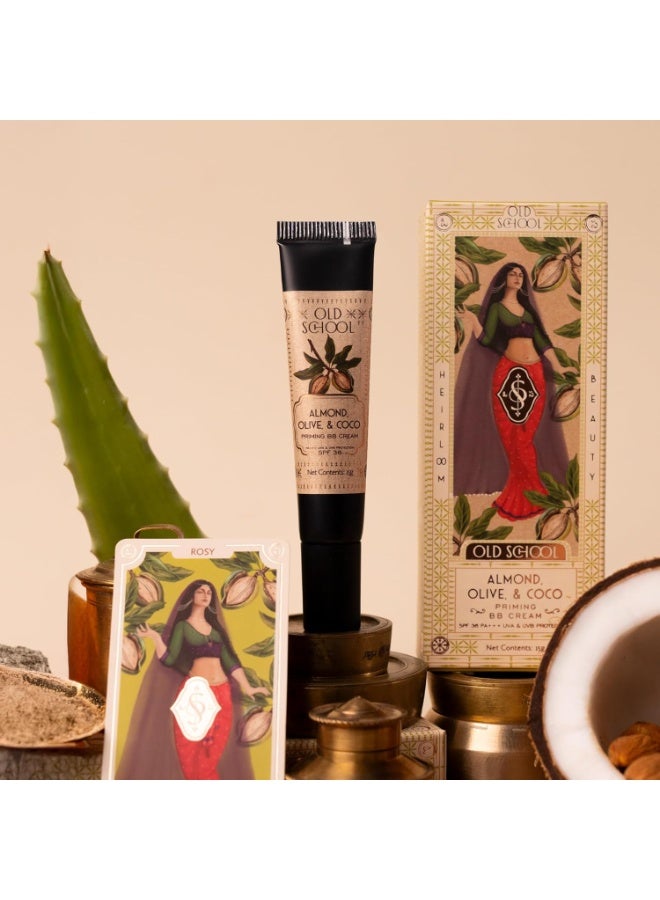 Old School Rituals Almond, Olive & Coco Priming BB Cream | Lightweight, Hydrating & Soothing BB Cream for Face with SPF | Nourishing, Non-Comedogenic Daily Base for Glowing Skin & No-Makeup Look | Natural Finish for Indian Skin Tones – 15g - Image 2